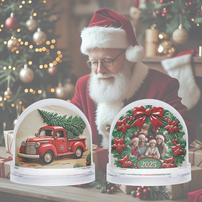Rustic Farmhouse Red Truck Customizable  Snow Globe (Creator Uploaded)