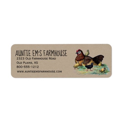 Rustic Farmhouse Return Address Label wChicken