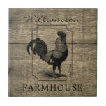 Rustic Farmhouse Rooster Barn Wood Family Name  Ceramic Tile<br><div class="desc">Rustic Farmhouse Rooster Barn Wood Family Name Ceramic Tile   - personalized with your family name and the year your home was established. Ceramic Tiles are part of a collection. Makes a lovely gift to be cherished for years to come. 

Designed by Beverly Bainbridge
Homespun Cottage Designs
E: homespuncottagedesigns@gmail.com</div>