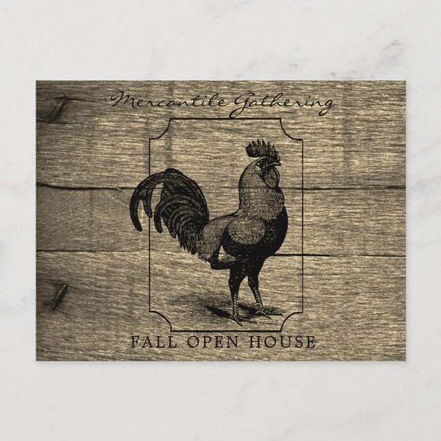 Rustic Farmhouse Rooster Barnwood  Postcard (Front)