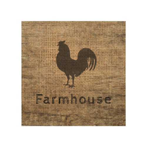 Rustic Farmhouse Rooster Country Rustic Burlap Wood Wall Art