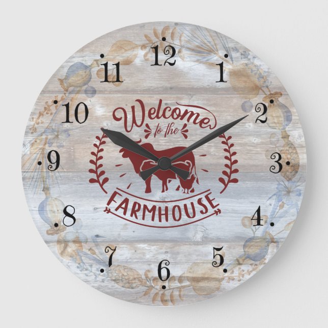 Rustic Farmhouse Rooster Wall Clock (Front)
