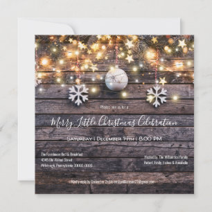 Rustic Farmhouse Rustic Wood Stars Christmas Party Holiday Card