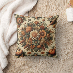 Rustic Farmhouse Season Fall Autumn Thanksgiving Throw Pillow