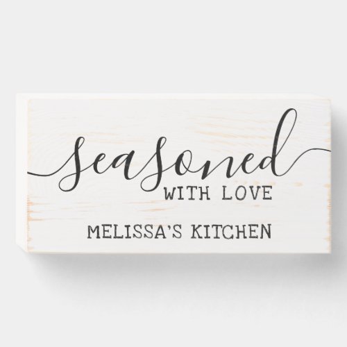Rustic Farmhouse Seasoned With Love Kitchen Name Wooden Box Sign