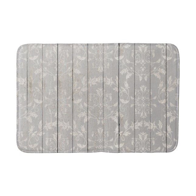 Rustic Farmhouse Shabby Chic White Wood Decorative Bath Mat (Front)