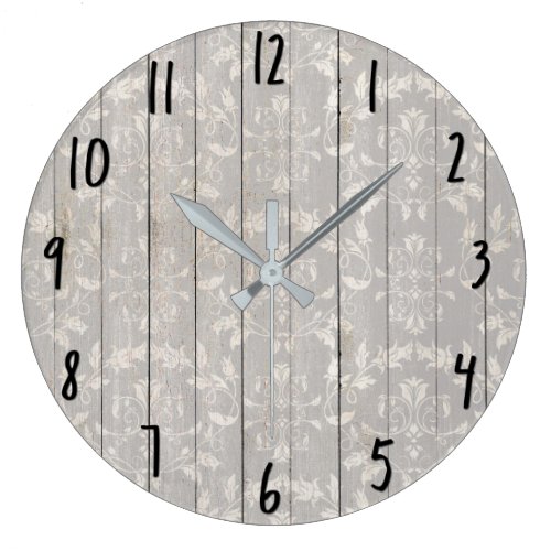 Rustic Farmhouse Shabby Chic White Wood Decorative Large Clock