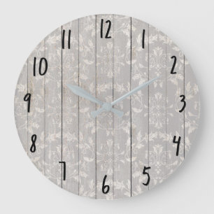 Rustic Farmhouse Shabby Chic White Wood Decorative Large Clock