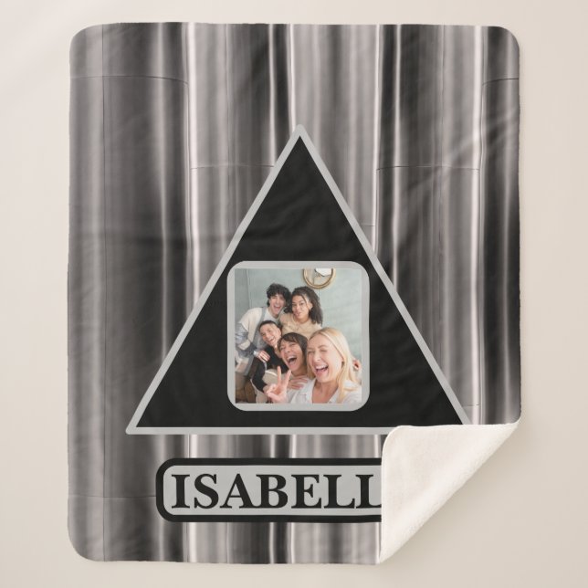 Rustic Farmhouse Sliver Country Family Photo Name Sherpa Blanket (Front)