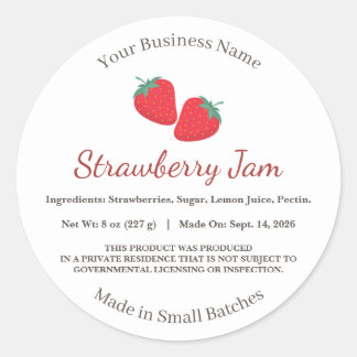 Rustic Farmhouse Strawberry Jam Ingredients Label