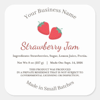 Rustic Farmhouse Strawberry Jam Ingredients Label