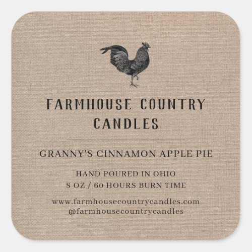 Rustic Farmhouse Style Buralp Logo Candle Label 