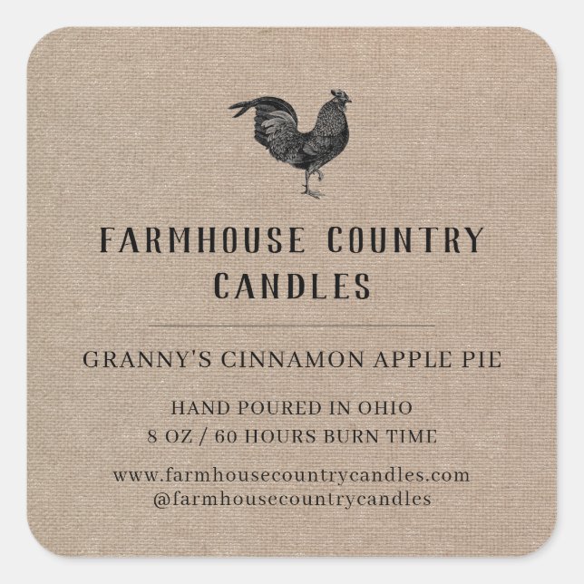 Rustic Farmhouse Style Buralp Logo Candle Label  (Front)