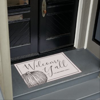 Rustic Farmhouse Style Welcome Y'all Pumpkin Doormat by GrudaHomeDecor at Zazzle