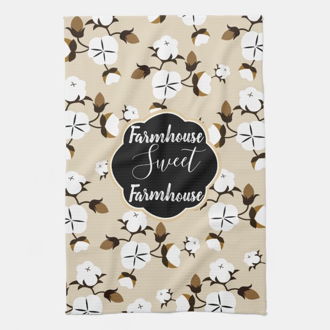 Rustic Farmhouse Sweet Farmhouse Cotton Flowers Towel (Vertical)