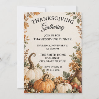 Rustic Farmhouse Thanksgiving Dinner Invitation