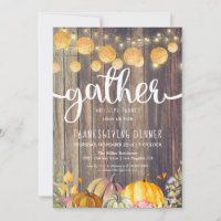 Rustic Farmhouse Thanksgiving Dinner Invitation