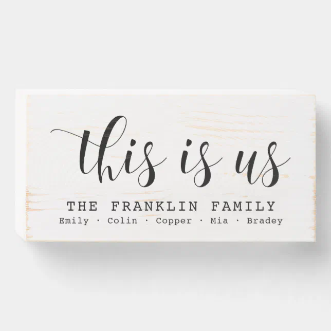 Rustic Farmhouse This Is Us Family Name Wooden Box Sign | Zazzle