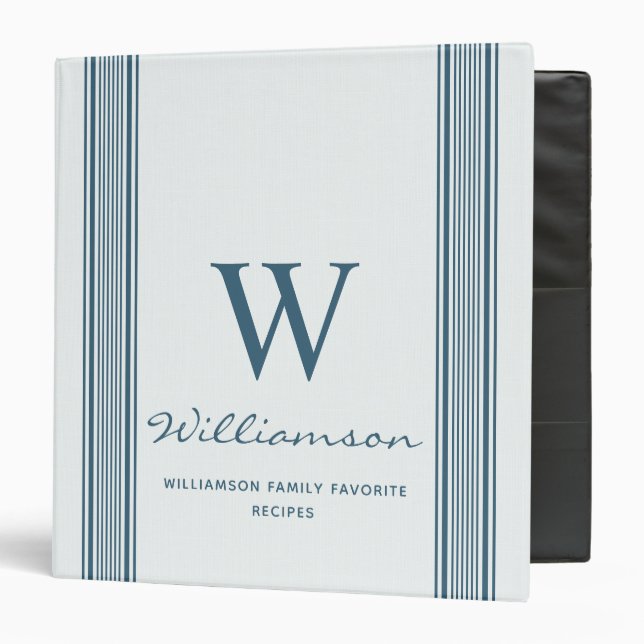 Rustic Farmhouse Ticking Family Name Recipe Binder (Front/Inside)