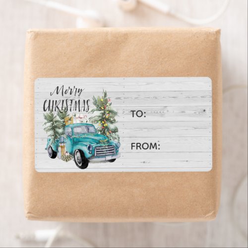 Rustic Farmhouse Truck  Christmas Gift Label