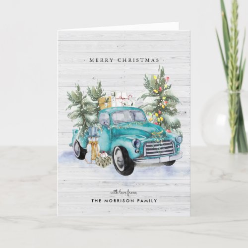 Rustic Farmhouse Truck Christmas Greeting Card