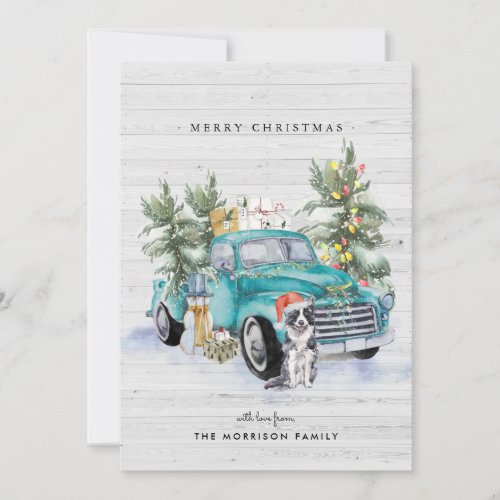 Rustic Farmhouse Truck Christmas Holiday Card