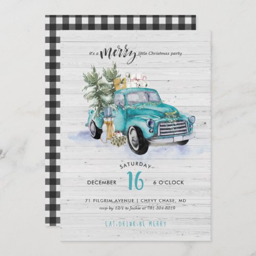 Rustic Farmhouse Truck  Christmas Holiday Party Invitation