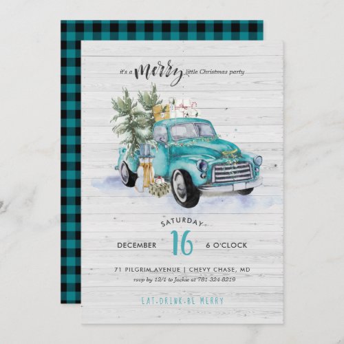 Rustic Farmhouse Truck  Christmas Holiday Party Invitation