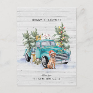 Rustic Farmhouse Truck Christmas Holiday Postcard