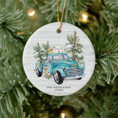 Rustic Farmhouse Truck Christmas Ornament