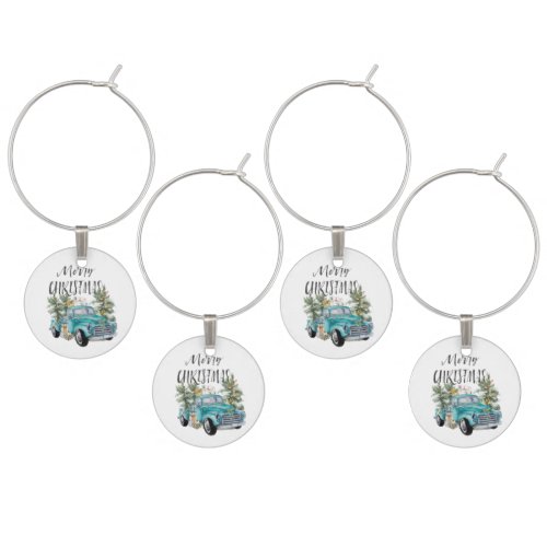Rustic Farmhouse Truck  Personalized Wine Charms