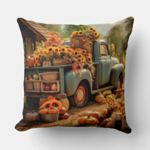 Rustic Farmhouse Truck Reversible Throw Pillow