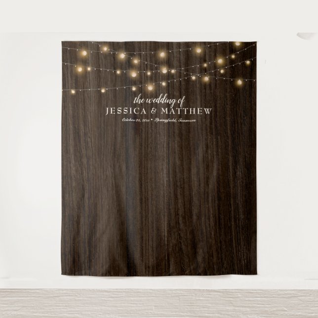 Rustic Farmhouse Twinkling Lights Wedding Backdrop (Front)
