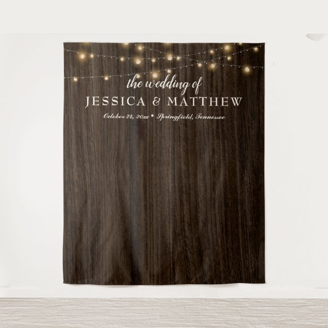 Rustic Farmhouse Twinkling Lights Wedding Backdrop (Front)