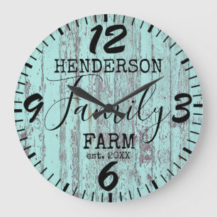 Rustic Farmhouse Vintage Wooden Distressed Family Large Clock