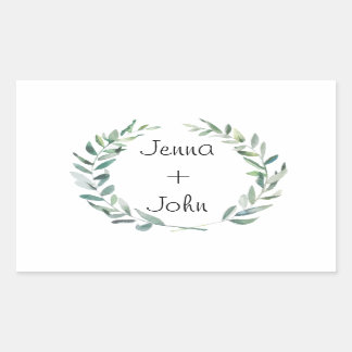 Rustic Farmhouse Watercolor Magnolia Wreath Design Rectangular Sticker