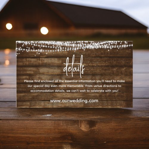 Rustic Farmhouse Wedding Details Enclosure Card