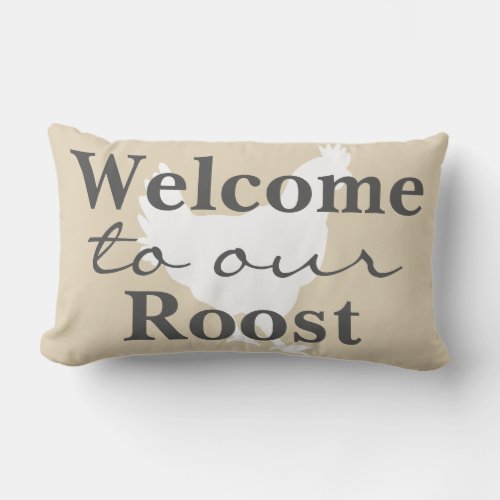 Rustic Farmhouse Welcome to Our Roost Hen  Name Lumbar Pillow