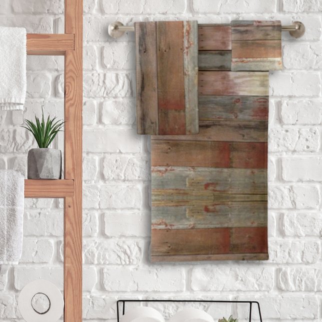 Rustic farmhouse western country barn wood bath towel set (Creator Uploaded)