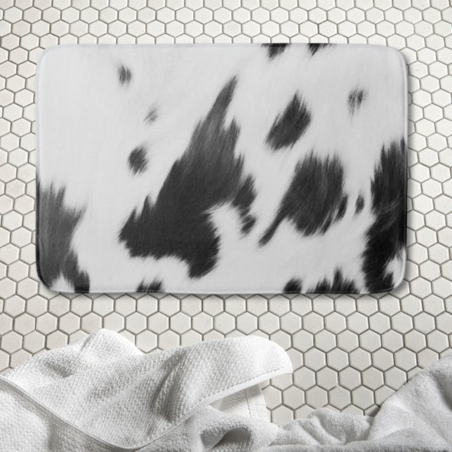 Rustic Farmhouse  Western Country Cowboy Cow Print Bath Mat (Rustic Farmhouse Western Country Cowboy Cow Print Bath Mat)