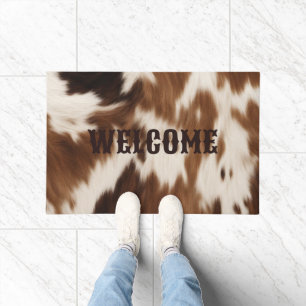 Rustic Farmhouse Western Country Cowboy Cow Print Doormat