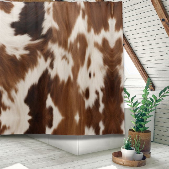 Rustic Farmhouse  Western Country Cowboy Cow Print Shower Curtain (Rustic Farmhouse Western Country Cowboy Cow Print Shower Curtain)