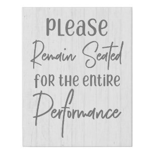 Rustic Farmhouse White Wood Please Remain Seated Faux Canvas Print