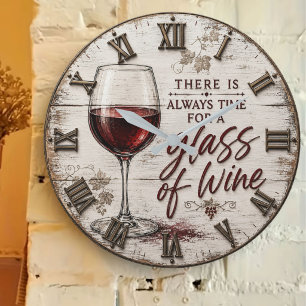 Rustic Farmhouse Wine Lover Gift Large Clock
