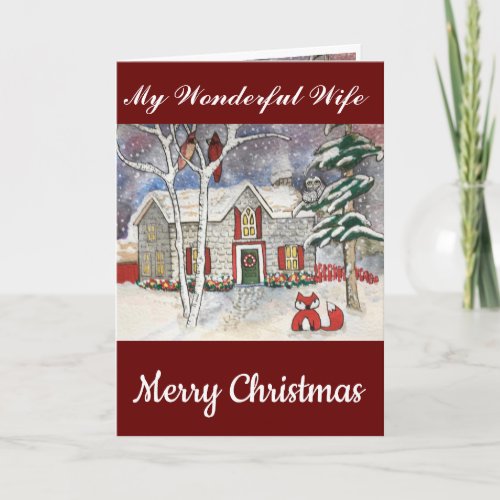 Rustic Farmhouse Wonderful Wife Merry Christmas Card