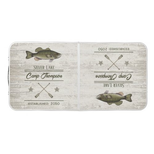 Rustic Farmhouse Wood Family Cabin Lake Fish Beer Pong Table