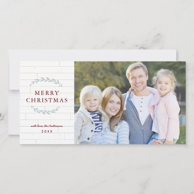 Rustic Farmhouse Wood Stylish Photo Christmas Holiday Card (Front)