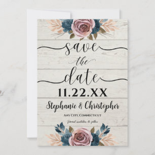 Rustic Farmhouse Wood Watercolor Save the Date Invitation