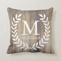 Rustic Farmhouse Wood White Laurels - Personalized Throw Pillow