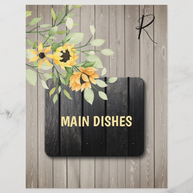Rustic farmhouse wooden recipe organizer divider (Front)
